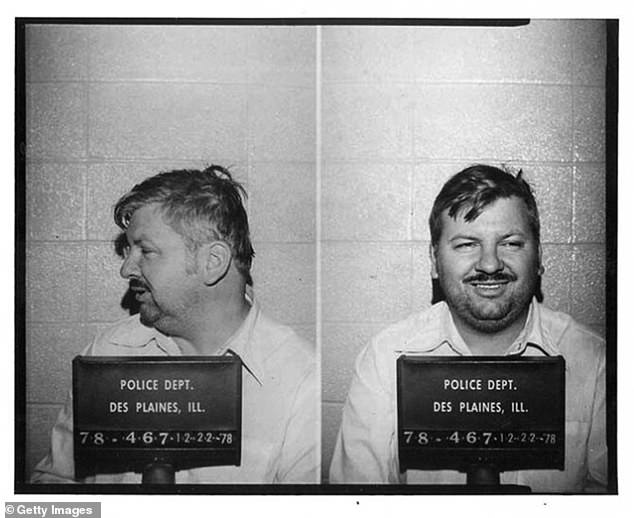 Serial killer John Wayne Gacy - who used to work as a clown at kids' birthday parties - is seen in a mug shot in December 1978