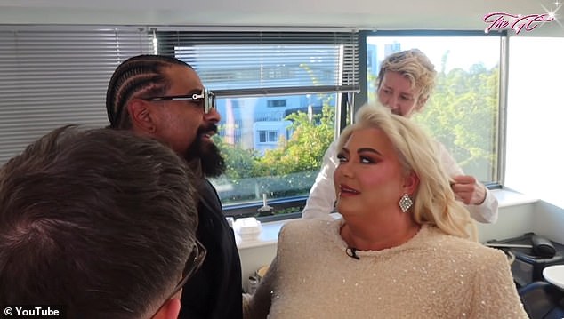 In an earlier part of her vlog, David Haye enters her dressing room, where she tells him: 'It's all pantomime David, isn't it'