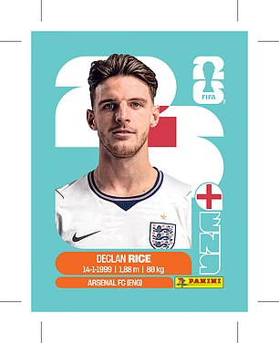 Regular England midfielders Declan Rice (pictured) and Jude Bellingham are in the Panini selection