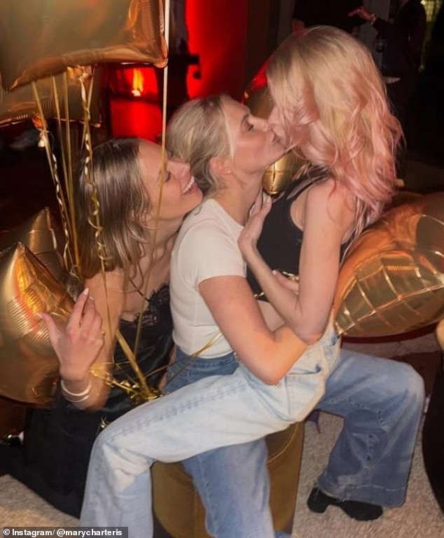 The model and DJ kissed her friend Poppy Delevingne – as Jessica Clarke, co-founder of supplement brand, Mother Made, watched on