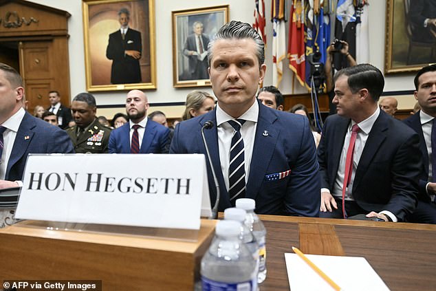 Hegseth stares down the camera on Capitol Hill