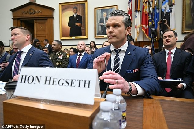US Secretary of Defense Pete Hegseth, prepares to testify for a US House Armed Services Committee