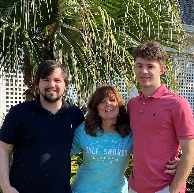 Pictured is LeBlanc (left) with his mother and brother