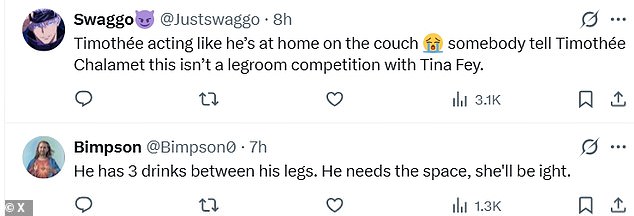 However many users on X were not pleased with his behavior next to Fey