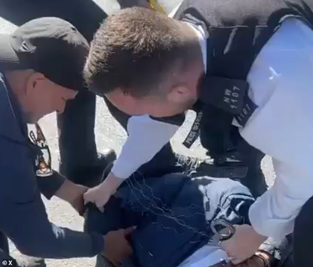 Footage posted on social media showed the suspect, 45, being arrested by officers after being Tasered