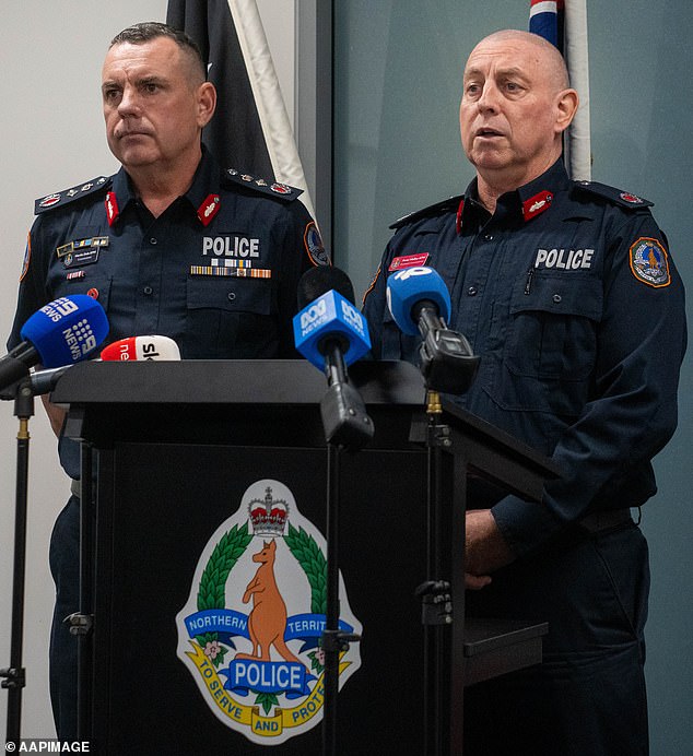 Police Commissioner Martin Dole and Asst Commr Peter Malley address the media