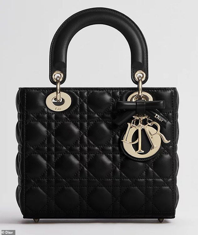 The elegant Lady Dior Bag, pictured, is made from lamb and goatskin and costs £4,940