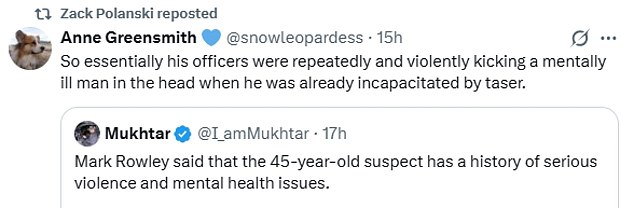 Zack Polanski has retweeted a post suggesting hero policemen who disarmed the Golders Green terrorist were heavy handed