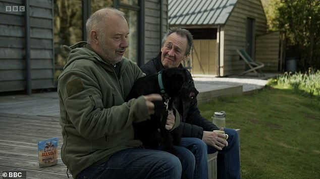 The canine, who tragically passed away on Friday, aged 13, spent six years on screen with the comedians (pictured) as they travelled up and down the UK on a series of fishing trips