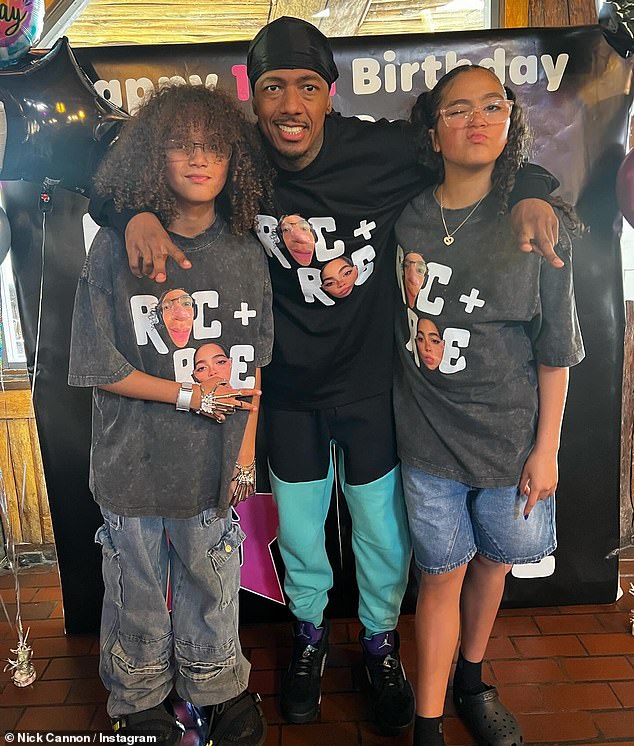 Cooper then named Nick Cannon (above, with two of his kids). 'Sperm diffuser,' the star said, seemingly referring to the TV personality being the father of 12 children