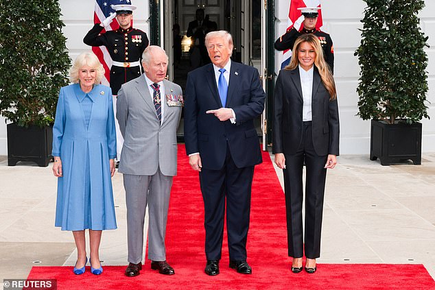 Trump stood with First Lady Melania and Queen Camilla and the King as he bid the royals farewell today after a triumphant state visit -- April 30, 2026