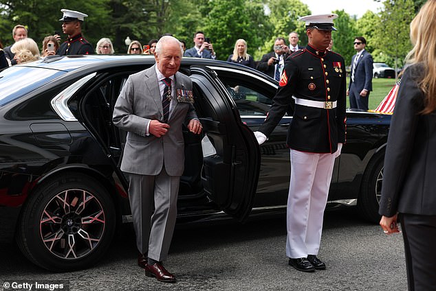 King Charles III arrives at the White House ahead of a departure ceremony to meet with President Donald Trump and first lady Melania Trump -- April 30, 2026