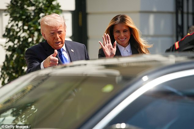 The US President gives a thumbs-up and Melania waves as Charles and Camilla depart -- April 30, 2026