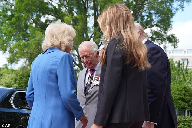 The US President and the First Lady meet Charles and Camilla on April 30, 2026, outside the White House -- April 30, 2026