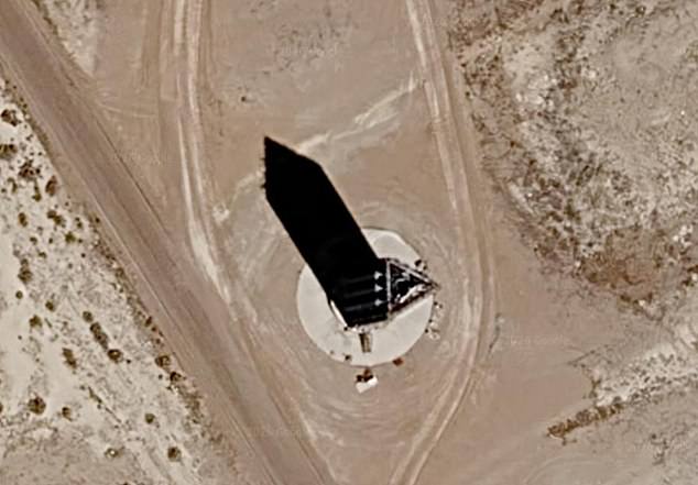 Area 51 is a cultural phenomenon thanks to decades of conspiracy theories connecting the base to UFOs, aliens and experimental aircraft testing. Pictured is a mysterious structure on the base