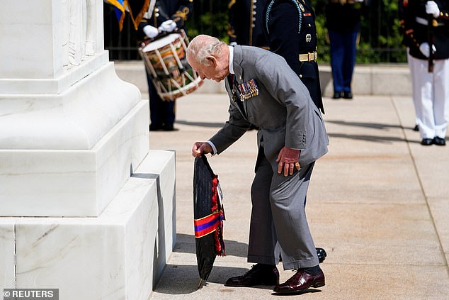 King Charles lays a wreath at the Tomb of the Unknown Soldier