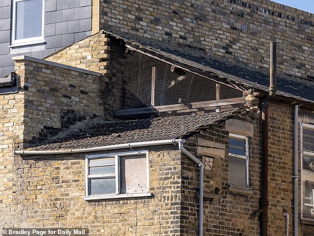 Pictured: The decaying roof of Mr Halbritter's south east London property