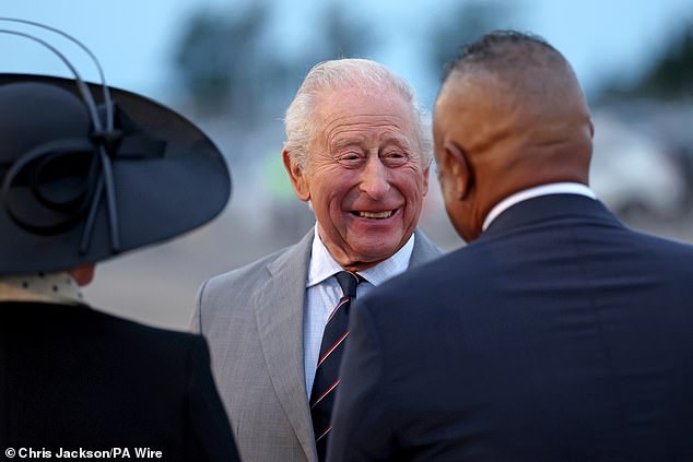 Charles made the trip to Bermuda alone after the Queen returned to the UK following her final engagement in Virginia on Thursday afternoon