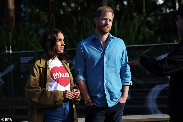 Prince Harry and Meghan  participate in the Scar Tree Walk at Birrarung Marr in Melbourne, Australia in April