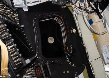 NASA shared this image earlier today with the caption: 'One last look at the moon before flight day six and your epic lunar flyby, taking you farther into space than humans have EVER traveled'