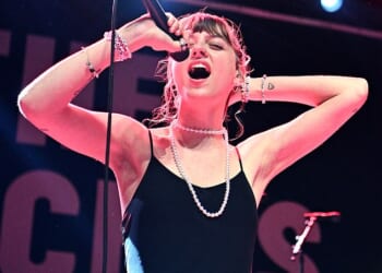 Chloe Slater, pictured performing at the 02 Forum in London, has accused Sir Keir Starmer of 'war crimes'
