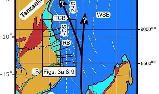 Scientists have discovered a huge 'fossil' fault line extending over 310 miles (500 km), which might have been where Madagascar broke away from Tanzania