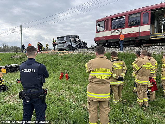 An investigation is ongoing after a local Salzburg train struck Manninger's Volkswagen van