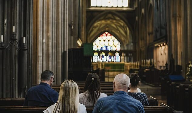 Churchgoers sitting in the pew. The research from the Pew Research Centre, a think-tank that specialises in religious trends, found that about 30 per cent of the British population no longer identifies with the Christian faith they were raised into