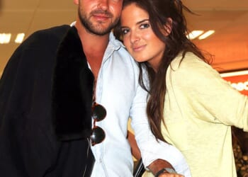 Made in Chelsea stars Alex Mytton and Binky Felstead arrive at Gatwick Airport after a holiday together in 2014