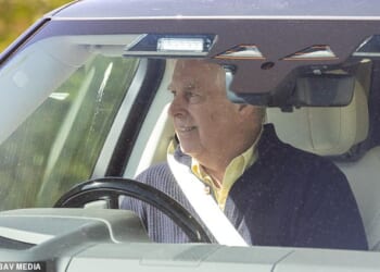Andrew Mountbatten-Windsor driving to Wood Farm on the Sandringham Estate this afternoon