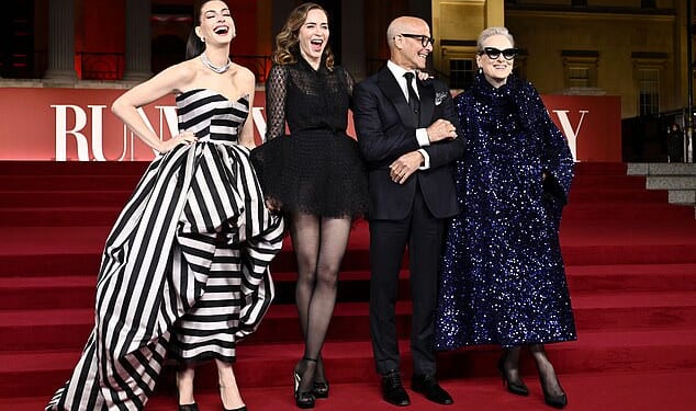 Following hitting the red carpet in Leicester Square, the Devil Wears Prada 2 stars made a quick outfit change for the 'A Night With Runway' gala reception at the National Gallery