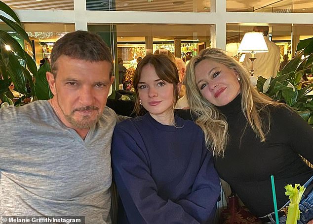 Banderas, Stella, and Griffith pictured in a photo shared on social media