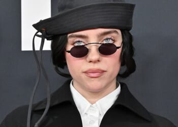 While 'extremely small or ultra-narrow sunglasses might be having a moment', Lisa suggests they are not quite as appealing as it may initially seem. Pictured: Billie Eilish wears micro Prada glasses at the 2025 GRAMMY Awards