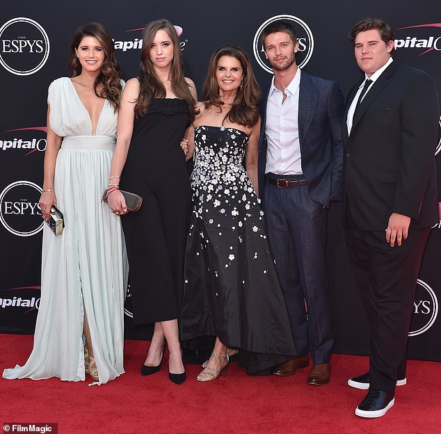 The University of Michigan graduate said last year that his body image issues dated as far back as high school (pictured with his sisters Katherine and Christina, mom Maria, and brother Patrick in July 2017)