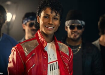 Michael Jackson is remembered in a new biopic documenting his turbulent childhood, those vibrant early years with the Jackson 5 and his subsequent success as a solo artist (pictured: Jaafar Jackson as Michael)