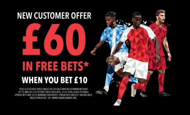 Bet £10 and get huge £60 in free bets with Spreadex