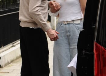 Bride-to-be Roxy Horner shared a kiss with Jack Whitehall as they hopped into a taxi ahead of their wedding on Wednesday