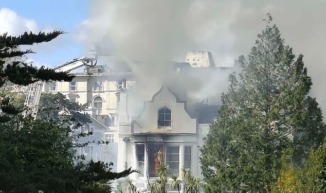 The Sherwood Palm Hotel in Torquay - dubbed 'Britain's worst' - caught fire for the second time in two days on Easter Sunday weekend