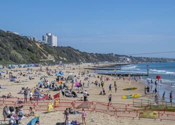 Beachgoers enjoyed a warm and sunny Saturday on the beach in Bournemouth, Dorset