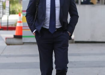 When Alice Evans was pleading poverty and asking fans to pay into her GoFundMe account, she actually had $100,000 in the bank, her ex-husband, Fantastic Four star Ioan Gruffudd (pictured attending the Los Angeles trial in February) claimed in court Friday