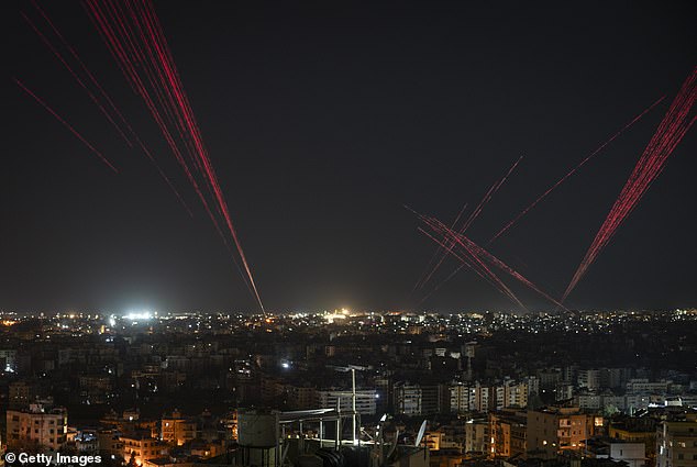 Lasers lit up the sky over Beirut as the ceasefire agreement went into effect