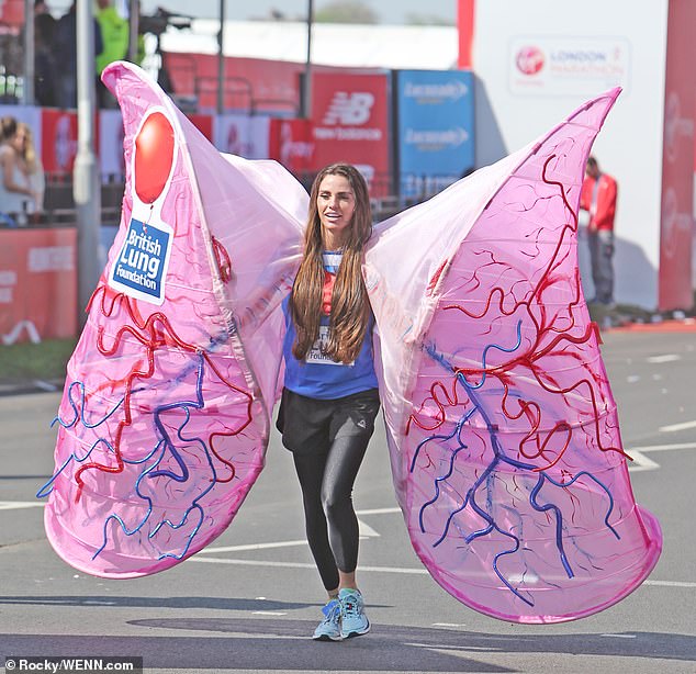 Katie Price was unable to complete the London Marathon in 2018 and was instead spotted having lunch with her terminally ill mother Amy while others finished the 26.2 mile run
