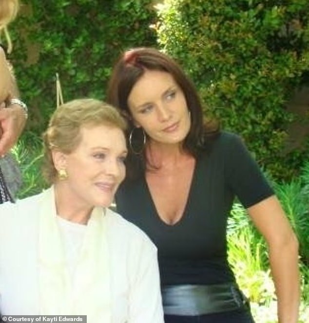Former model Kayti - who is also Julie Andrews' granddaughter (Pictured together) - claimed Elijah was aware of Ever's existence and would quietly visit every few years but 'did not want to be a parent'