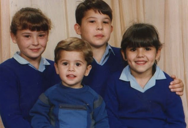 The popstar, right, as a young girl with her siblings Gillian, Andrew and Garry, centre. The family lived on a council estate in Newcastle