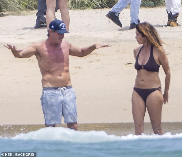 Crawford and Gerber waded into the ocean