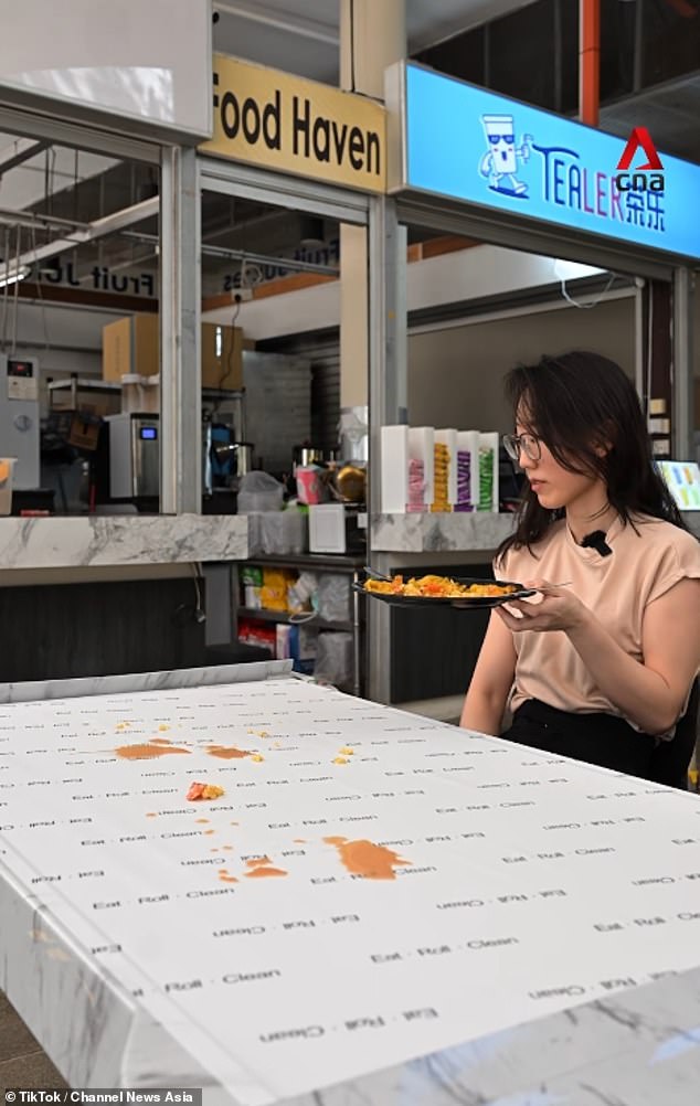 Elsewhere earlier this year, Channel News Asia reported that there are now even 'self-cleaning tables' at a food court at the country's Nanyang Technological University, creator by operator Food Haven
