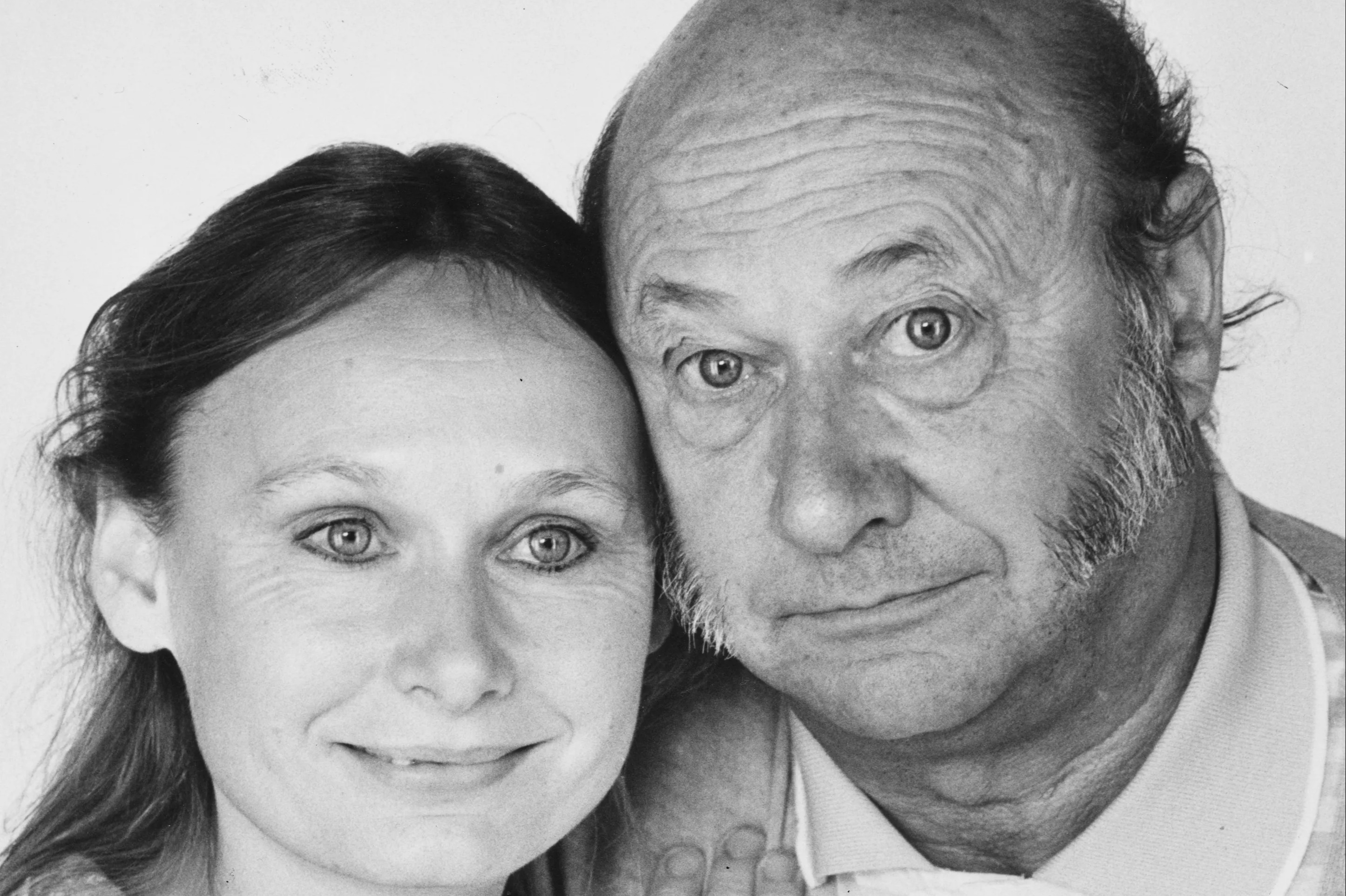 Donald Pleasence and his daughter Angela posing for a photo.