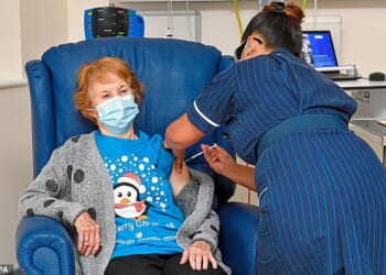 Margaret Keenan, then 90, was the first patient in the UK to receive the Pfizer/BioNtech covid-19 vaccine, at the start of the largest ever immunisation programme in the UK's history.