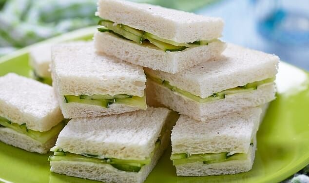 The Queen liked her cucumber sandwiches with a smear of yogurt and sprigs of fresh mint