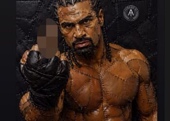 Taking to his social media on Tuesday evening, David shared an AI image of himself in his boxing shorts sternly flashing his middle finger